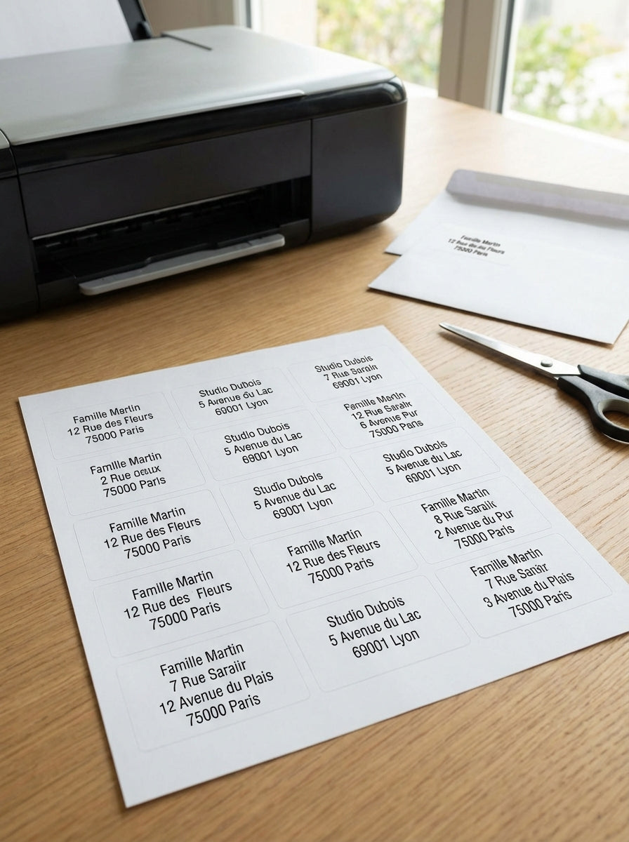 Planches Étiquettes Adresse Imprimables