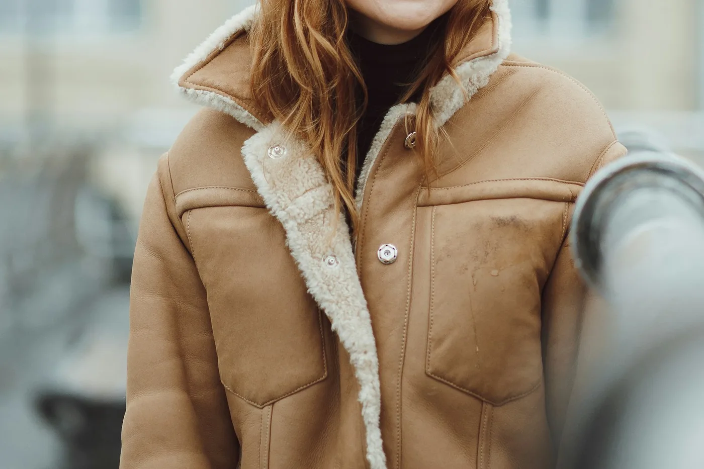 Shearling-Lined Leather Blazer Signature